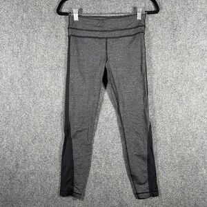 Lululemon Leggings Pace Gray Black Crop Mid Rise Womens Size 6 #1751